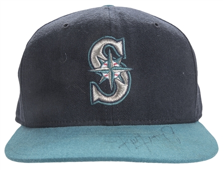 Circa 1996 Ken Griffey Jr. Game Used and Signed Seattle Mariners Cap (JT Sports & Beckett) 